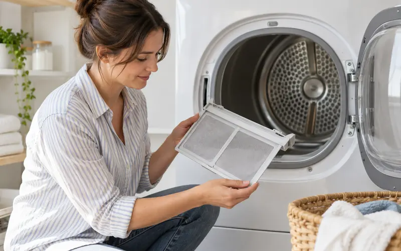 Filtresi kontrol edilen çamaşır kurutma makinesi