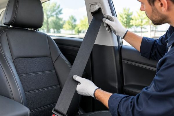 Araç emniyet kemerinin geri sarma durumu kontrol ediliyor