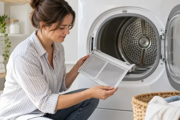 Filtresi kontrol edilen çamaşır kurutma makinesi